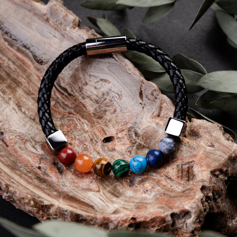 Omky Pulsera de 7 Chakras Hombre Mujer | Acero inoxidable