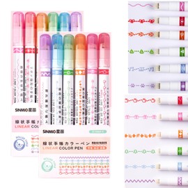 Curve Highlighter, Tip Pens with Various Shapes, Fine Tips, 12 Colours, Highlighter for Scrapbook, Journaling, Notes, Planner, Calendar, Office