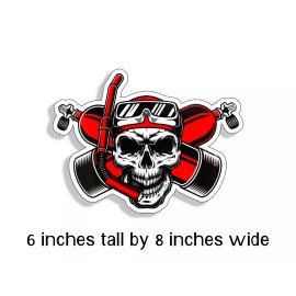 Real Sticky 8" Skull Diver Down Sticker H2O Tank Scuba Dive Flag Car Vehicle Window Decal