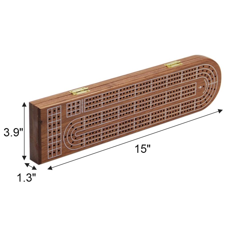 Juegoal Wood Cribbage Board Game Set 3 Tracks with Metal