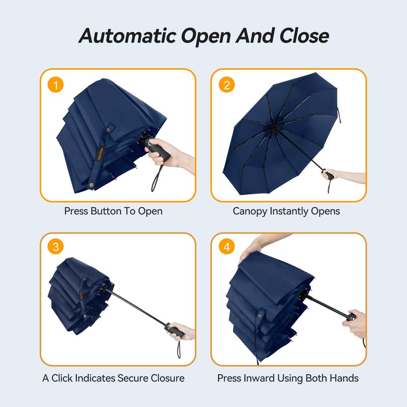 TechRise Umbrella Pocket Umbrella Storm Resistant Large -10 Ribs Windproof