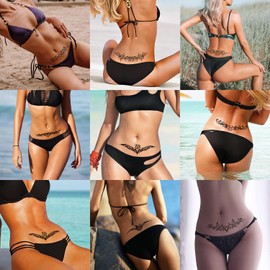 KAZIPA Tribal Temporary Tattoos Stickers, 6 Sheets Fake Tattoos Arm Body Sticker, Small Bracelet Waterproof Temporary Tattoos for Men, Women and Kids(Black, L7.5"xW3.5"/ L19xW 9cm)