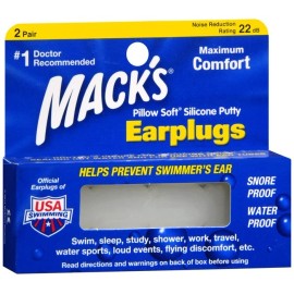 Mack's Pillow Soft Silicone Putty Earplugs 2 PR