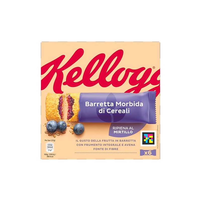 Kellogg's Barretta Morbida | Snack di Cereali al Gusto Mirtillo