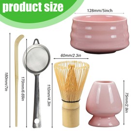 BAIFULAI Matcha Tea Set, 5-Piece Matcha Set, Japanese Tea Set, Matcha Whisk Set, Ceramic Matcha Bowl, Whisk Holder, Strainer, Japanese Accessories for Matcha Ceremony