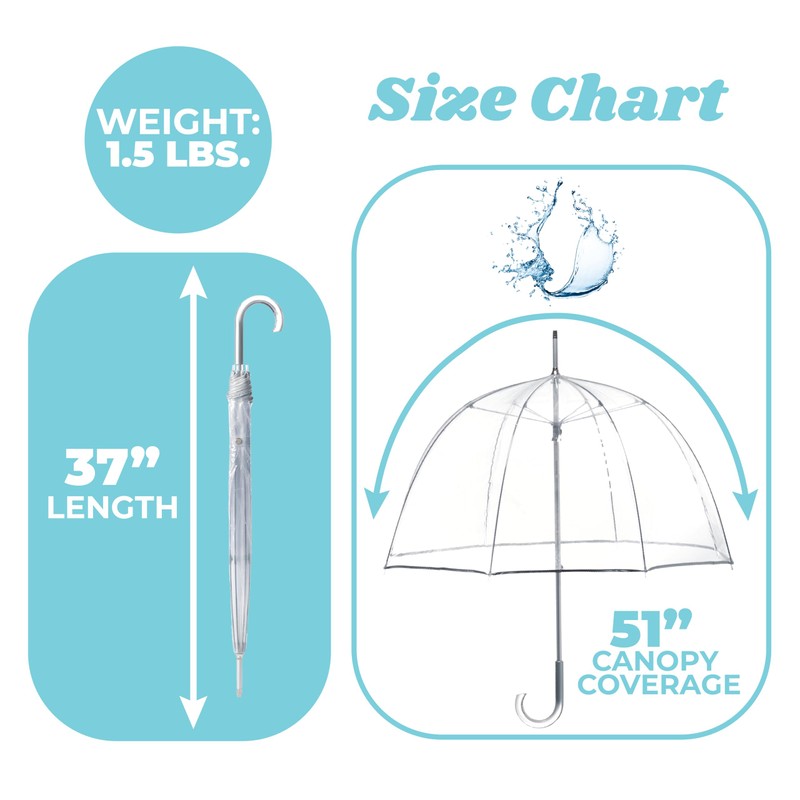 totes Clear Bubble Umbrella with Dome Canopy, Lightweight Design, Wind