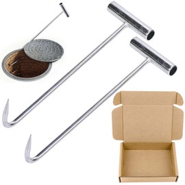 Pack of 2 Duct Lid Lifter, Heavy Duty Lifting Hooks, Duct Cover Hooks, Stainless Steel Channel Hooks, 30 cm Gulli Lid Hooks, Manhole Lid Lifter, Manhole Cover Hook, Silver