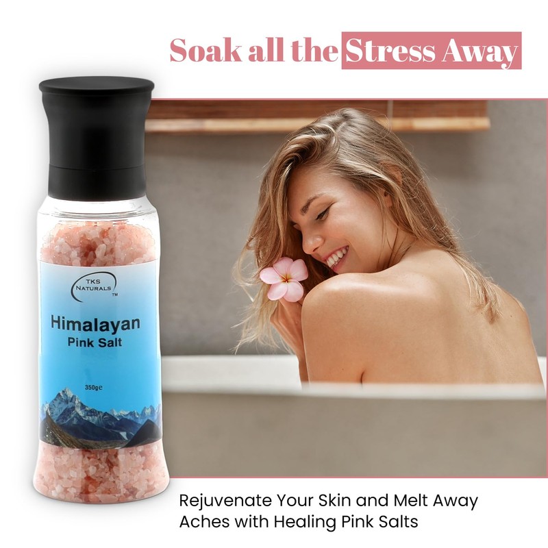 TKS Premium Himalayan Pink Salt Grinder Coarse Grain, Hand-Mined Rock