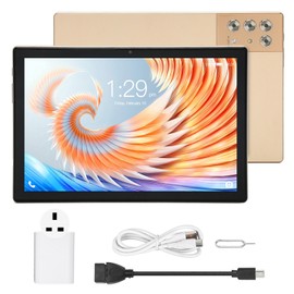 10.1 Inch Tablet for Android 12 Octa Core 2.4G 5G WIFI 8MP Front 16MP Rear Support 4G Network FHD Tablet 100‑240V Gold UK Plug