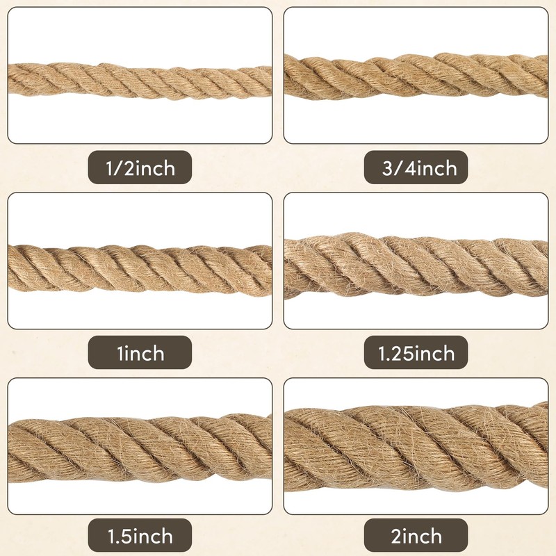 Manila Rope 1 Inch x 150 Feet, Twisted Thick Rope