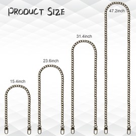 RAPUDA Purse Chain Strap, 4 Pieces Different Sizes Bag Chain Strap, Metal Chain Straps for DIY Purse Handbag Shoulder Crossbody Bag (15.4 Inch, 23.6 Inch, 31.4 Inch, 47.2 Inch) Bronze