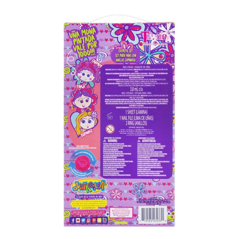 Townley Set para Uñas con Anillos Luminosos, Distroller Chamoy Amiguis