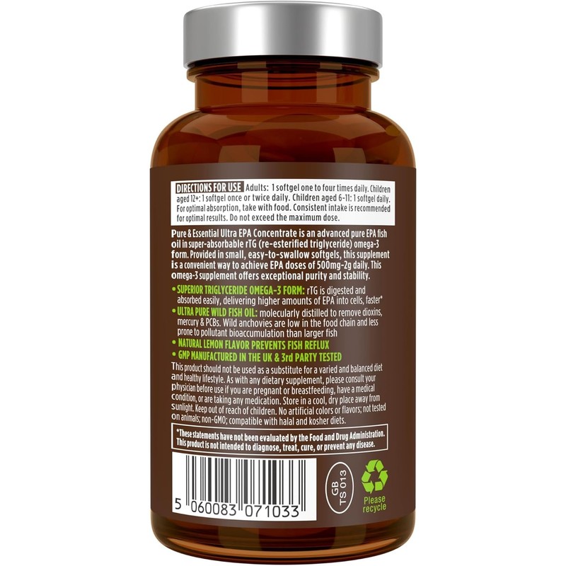 Igennus Ultra Pure EPA Omega-3 500mg, DHA-Free, High EPA rTG,