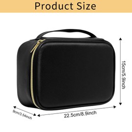 MAANGE Makeup Bag, Double Layer Cosmetic Bag Portable Make up Bag Waterproof Leather Travel Makeup Pouch Organizer Storage with Divider for Brushes, Cosmetic, Accessories