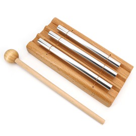 Meditation Trio Chimes, Three Tone Solo Percussion Instrument Hand Bell, Silver (7") Musically Tuned Great for Mindfulness, Yoga, Prayer, Eastern Energy, Teachers' Classroom Management Tool Music Gift