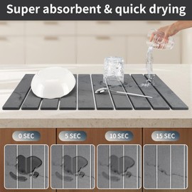 Dish Drying Mats for Kitchen Counter, 24"×16", Super Absorbent Diatomaceous Earth Dish Drying Mat, Quick Drying Stone Mat for Kitchen Sink Collapsible Stone Drying Mat for Dishes Bottles Cups