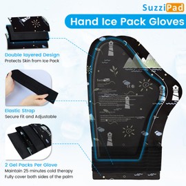 SuzziPad Chemo Gloves Socks Cap and Carrier - Allover Print, Black, L