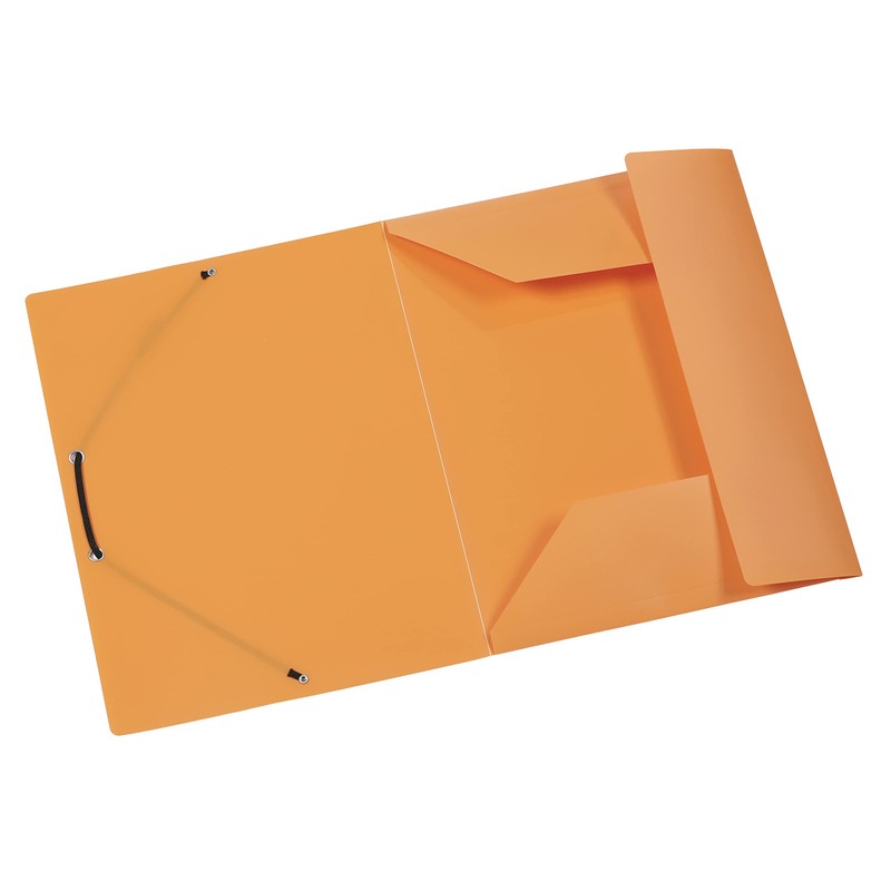Viquel 3-Flap Polypropylene Folder With Elasticated Fasteners, A4, Orange