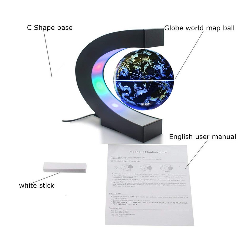 FUGEST Magnetic Floating Globe 2 in 1 Blue 4in Constellations