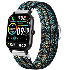 Lamshaw Compatible for Popglory 1.85'' P66 Smart Watch Band, 22mm Stretch Elastics Adjustable Strap Compatible for MorePro H56 Smart Watch/Kimnix T99 Pro Watch/LESHIDO CS08 1.85" Watch (Sky Blue)
