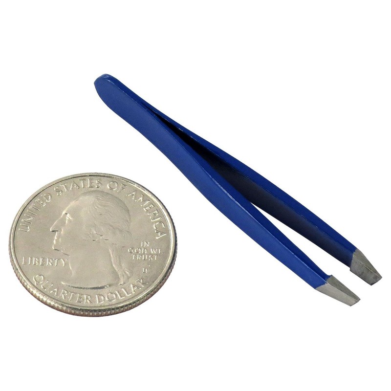 HTS 172M4 2" Blue Mini Slanted Travel Eyebrow Tweezers