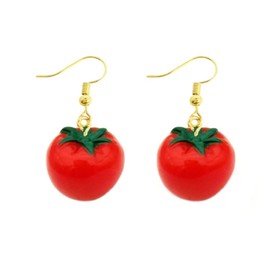 Tomato Earrings, Dangle Style Jewellery in an Organza Gift Bag
