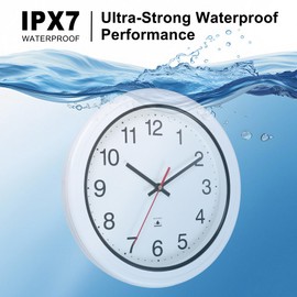 Vigorwise 13 Inch Outdoor Full Waterproof Clock Bathroom Wall Clocks Waterproof Clocks for Patio Pool Garden Indoor Outdoor, White