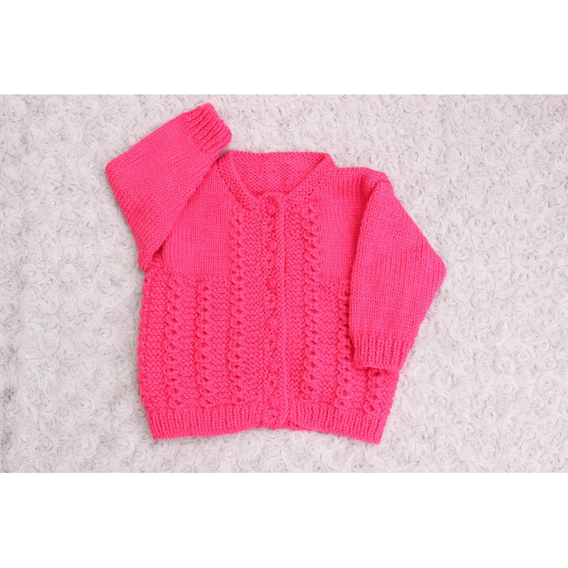 Knitting Pattern for Babies Round Neck Cardigan New-Born - (16")