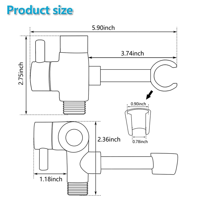 PDPBath Solid Brass Shower Arm 3 Way Shower Diverter Valve