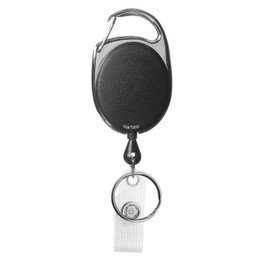 1 x Karteo® ID Card Yo-Yo Black | ID Card Yo-Yo Oval | Vinyl Strap Commercially Reinforced and Retractable Mechanism | for ID Sleeves Card Sleeves ID Holder Card Holder