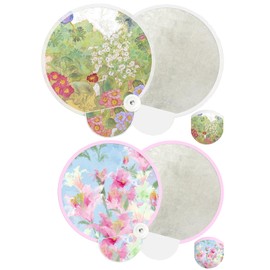 FOSDICK Pack of 2 Foldable Hand Fan Round Folding Fan Portable Round Pop-Up Fan Summer Fan for Cooling Wedding and Home Decoration Festival Party