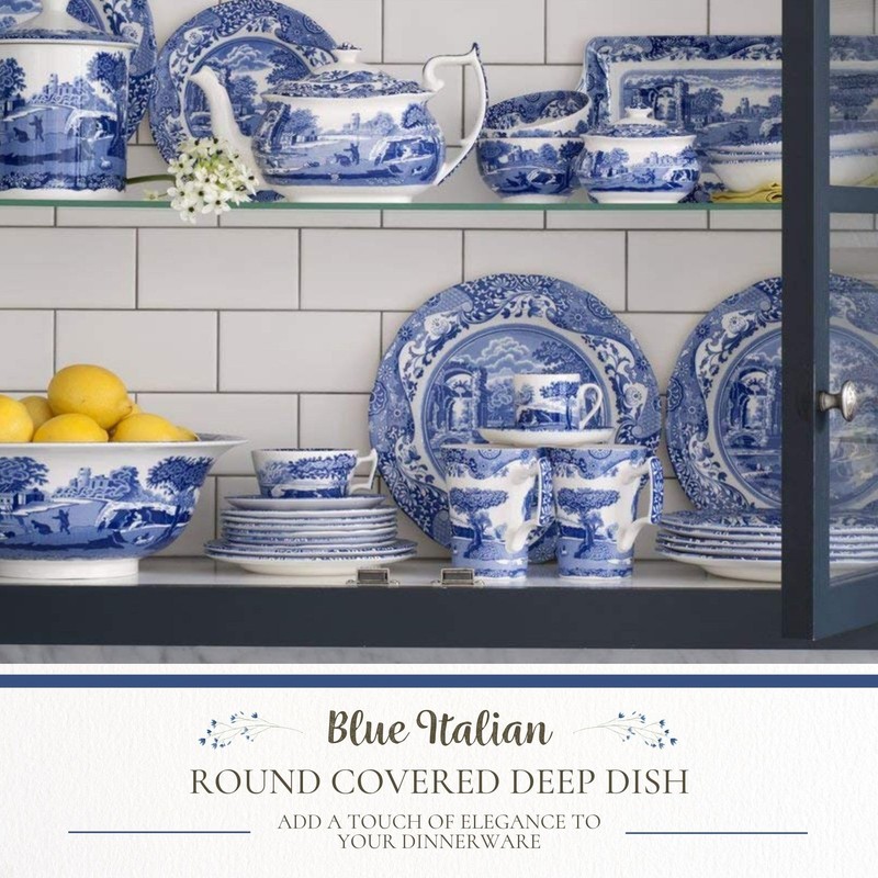 Spode Blue Italian Round Covered Deep Dish | 2 Quart