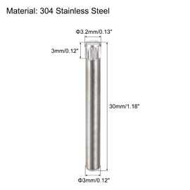 sourcing map 3x30mm 304 Stainless Steel Dowel Pins, 20Pcs Knurled Head Flat Chamfered End Dowel Pin, Wood Bunk Bed Shelf Pegs Support Shelves Fasten Elements