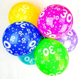 Happium - Balloons Birthday Mixed Colourful Party Decoration Pack of 10 (Age 30)