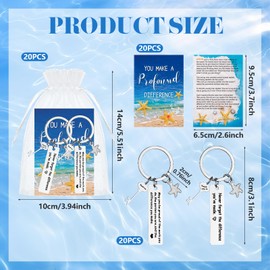 20 Sets Starfish Story Gifts Employee Staff Appreciation 20 Small Starfish Story Cards 20 Starfish Keychains 20 Organza Bags for Employee Teacher Staff Students Colleague Coworkers