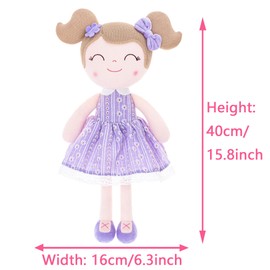 Gloveleya Baby Girl Gifts Soft Plush Doll – Lavender Daisies Cuddle Toy with Basket, Collectible Keepsake Birthday Easter Baby Shower Christmas for Girls