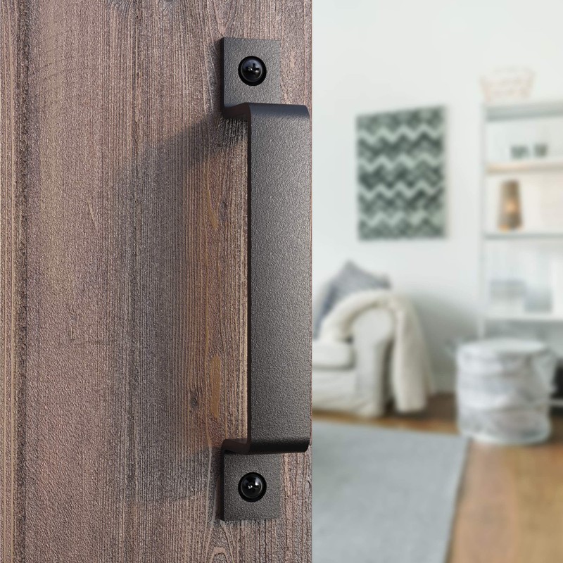 VivaLight 8 Inch Straight Bar Barn Door Handle - Black