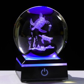 Qianwei Sea Turtle Gifts 3D Crystal Ball 3.14''