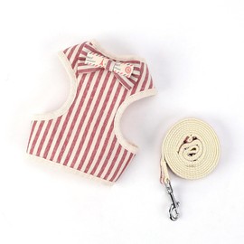 TJHypenete Rabbit Harness and Leash for Walking Escape Proof, Adjustable Soft Cat Vest Harness, Bunny Harness with Cute Bow, Comfortable Stylish Cotton Dog Harness Set for Guinea Pig Small Animals (L)