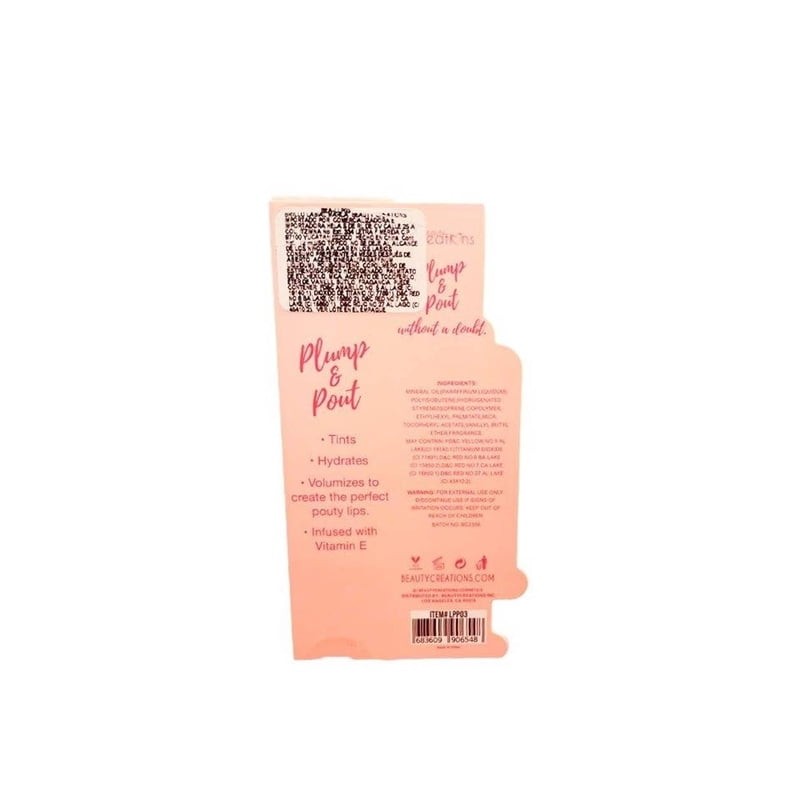 Brillo labial Beauty Creations Plump & pout blaze peach con
