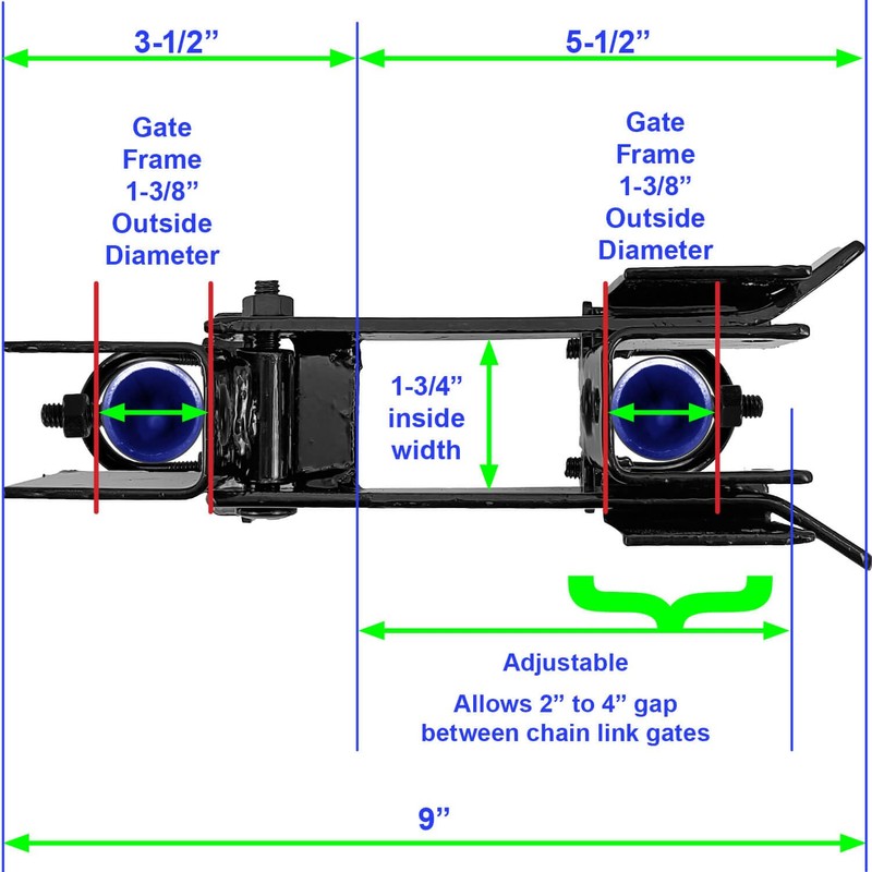 Black Chain Link Residential Strong Arm Double Gate Latch -