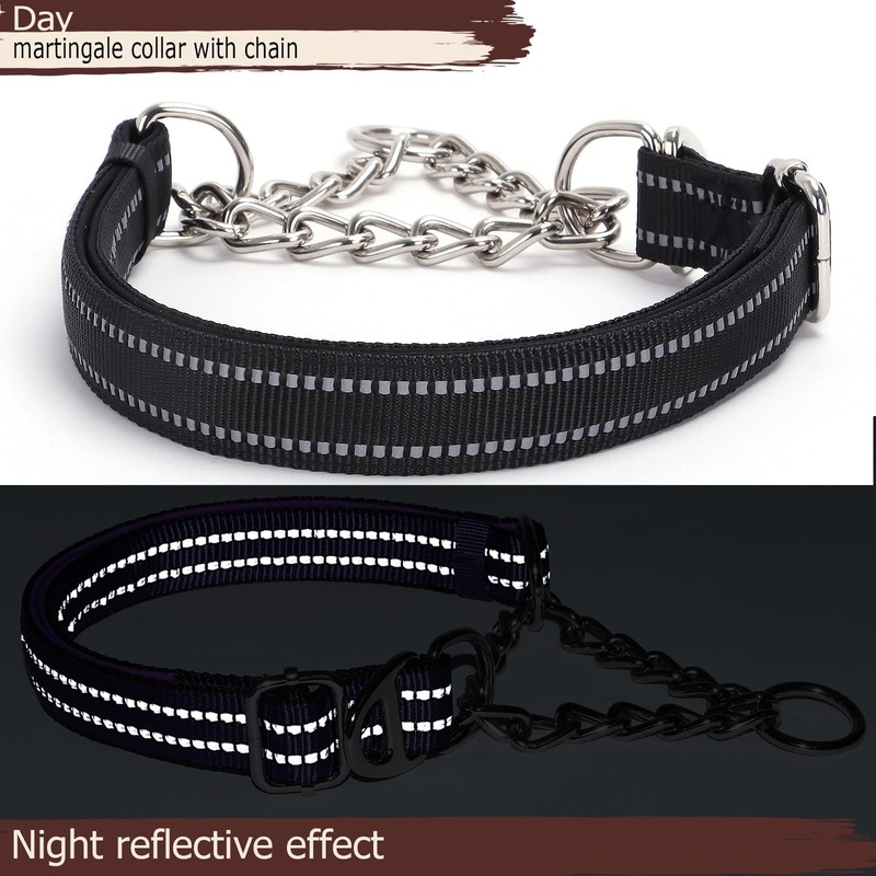 Martingale Dog Collar with Soft Padded - Reflective Choke Chain