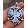 Solid 925 Sterling Silver Albanian Two Headed Eagle Pendant 2"