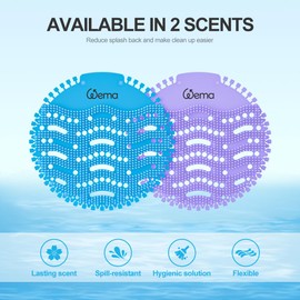 WEMA Urinal Screen Deodorizer with 8ml diffuser - 10 Pack (5pcs Blue Ocean and 5pcs Purple Lavender), Anti Splash Scented Urinal Cakes for Any Public Business Facilities Bathroom