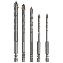 Multi-Sized Serrated Eccentric Drill Bits Set for Masonry, Tile, Wood, and PVC - Includes 6, 8, 10, 12mm Sizes with 1/4" Hex Shank, Fine-Polished Carbide Tips for Enhanced Durability and Precision