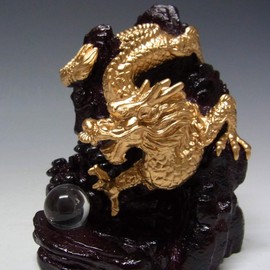 風水山水龍 金龍下山（小）13cm 置物
