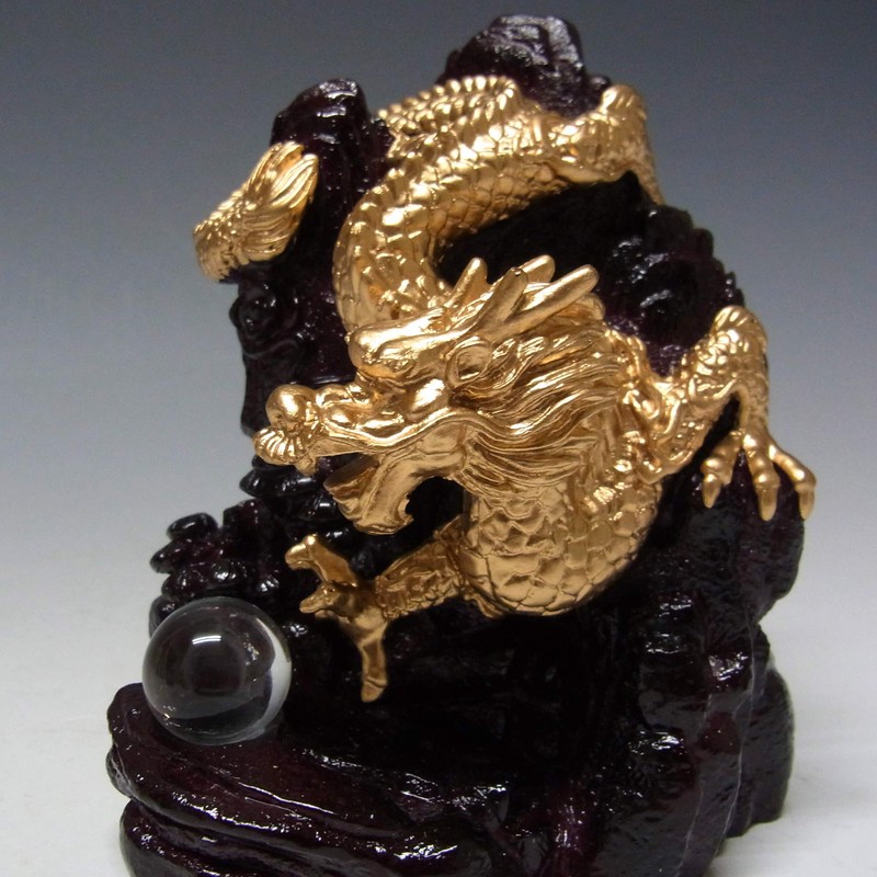 風水山水龍 金龍下山（小）13cm 置物