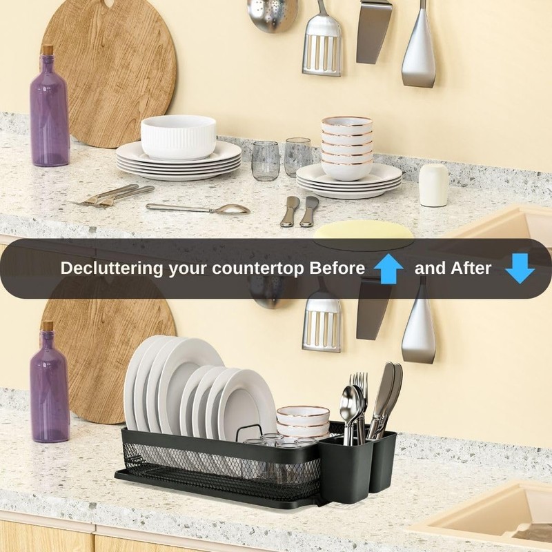 IBERG Dish Drying Rack - Dish Drainer with Utensil Holder