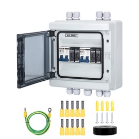 DIHOOL Solar Disconnect Switch with PV Surge Protector IP65 PV Combiner Box, 2 in 2 Out 40 Amp DC500V