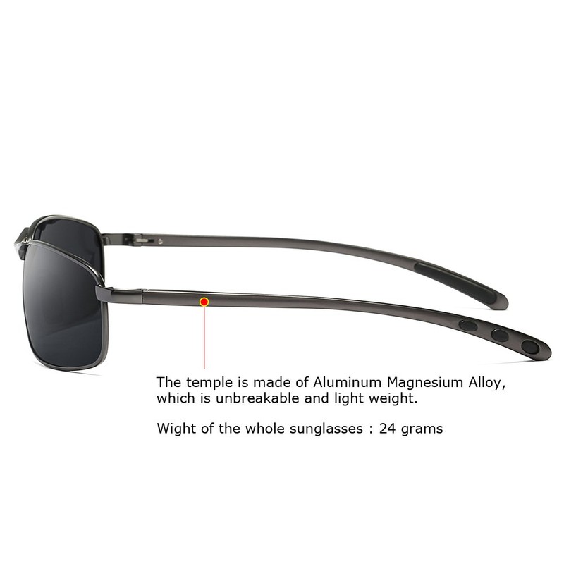 ZHILE Rectangular Polarized Sunglasses Al-Mg Alloy Temple Spring Hinge UV400